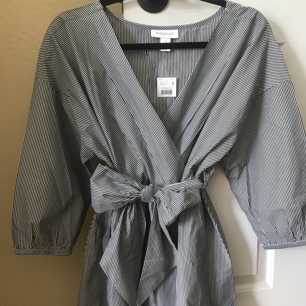 Motherhood striped tie blouse